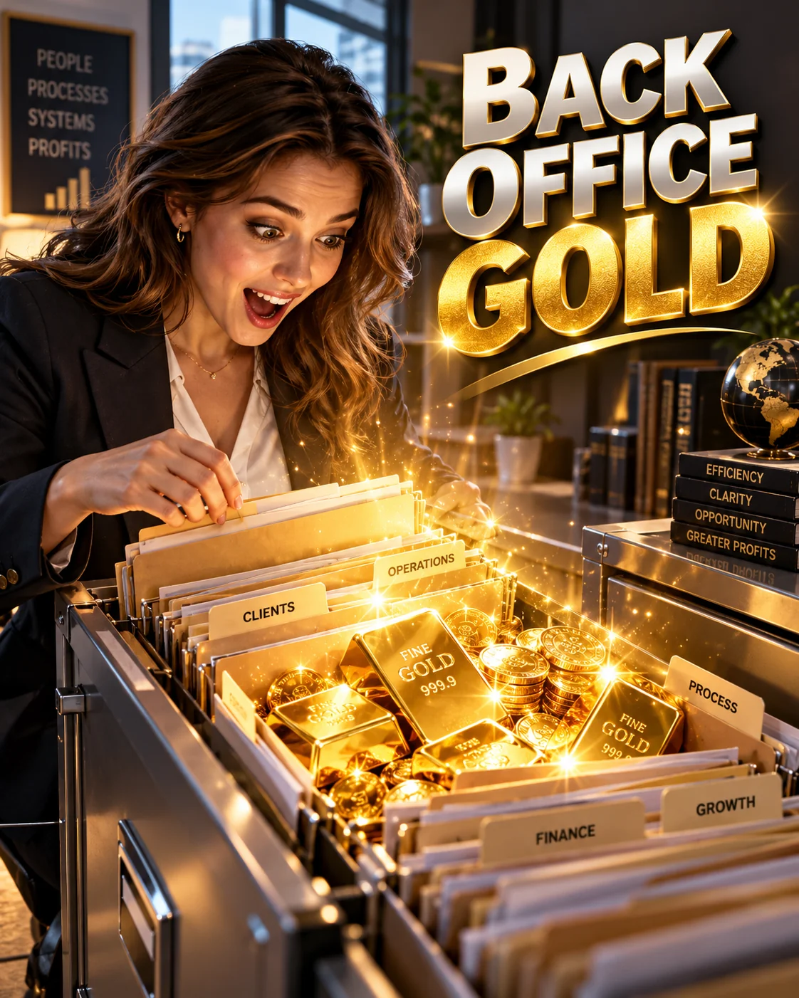 Premium gold-accented business office setting
